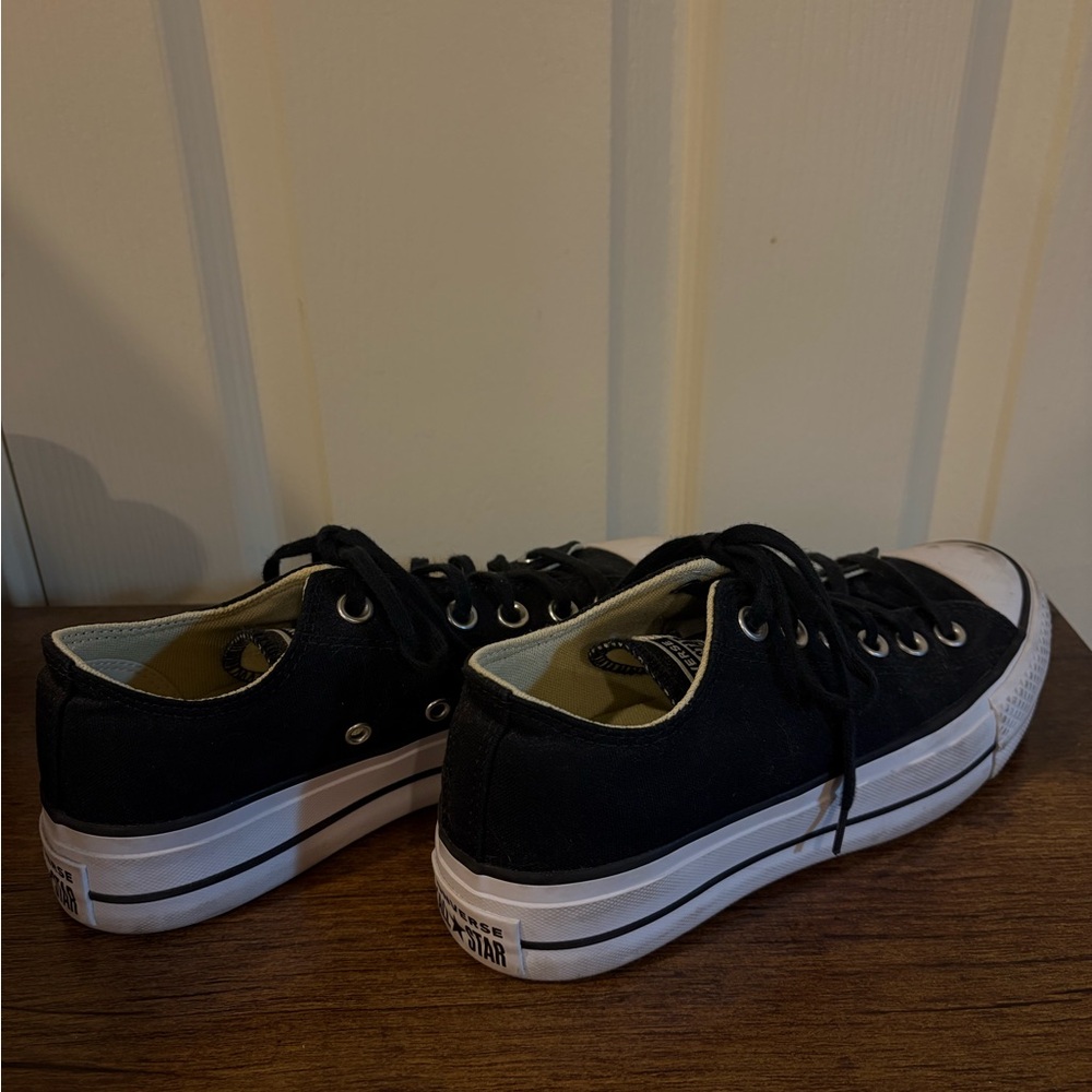 Converse All Star Black Low Top Platform Canvas Sneakers
